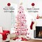 Best Choice Products Pre-Lit Flocked Sparse Christmas Tree Artificial Pine Tree, w/White & Multicolored LED Lights - Pink